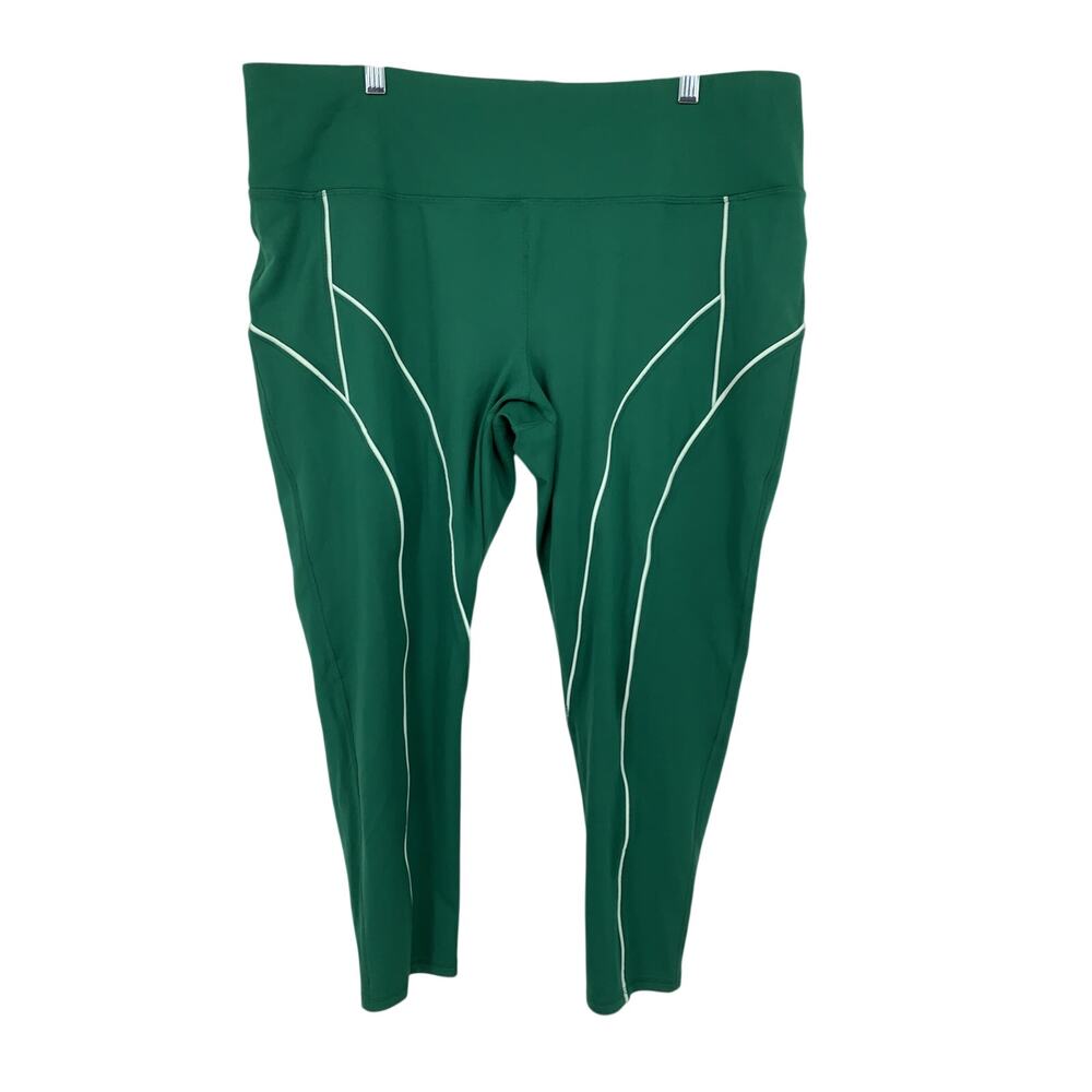 NWT DSG Momentum Leggings Womens 2X Green High Rise 7/8 Tight Contrast Piping